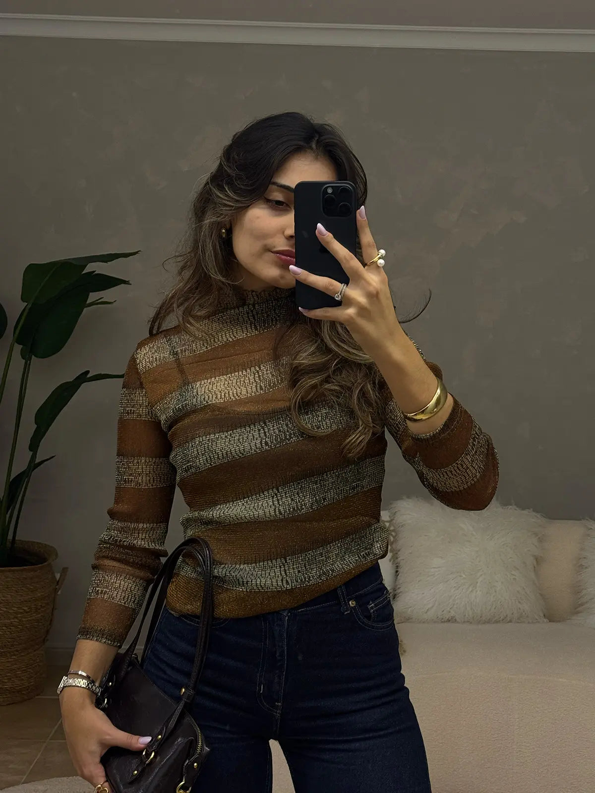 Camisola às Riscas Semi-transparente