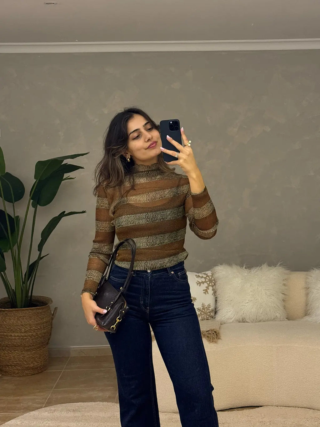 Camisola às Riscas Semi-transparente