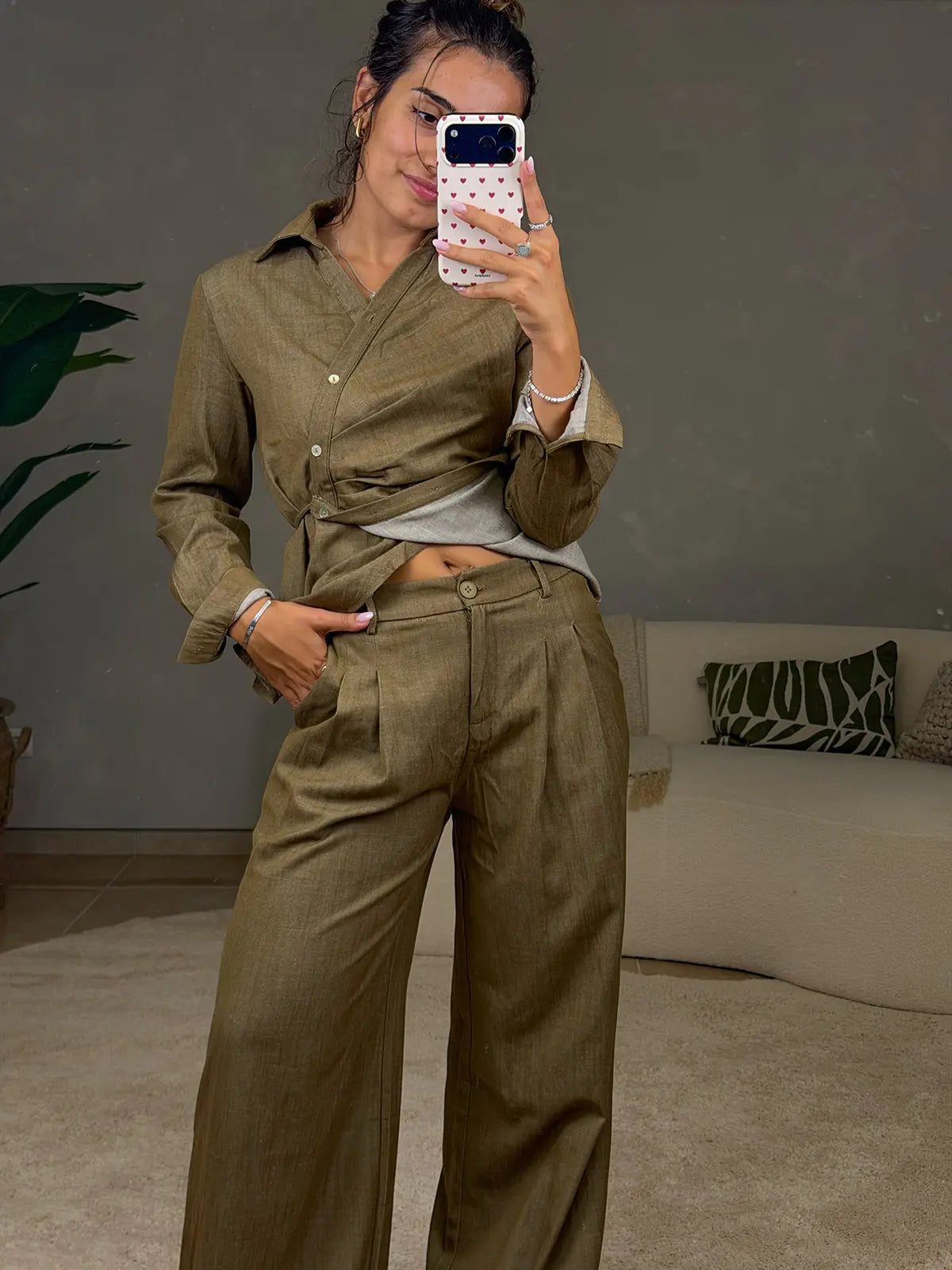 Conjunto Taupe com Botões