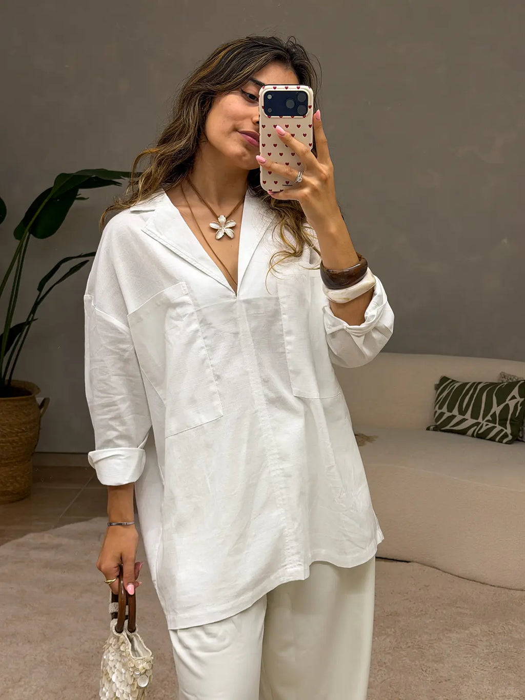 Camisa Oversized Branca 100% Linho