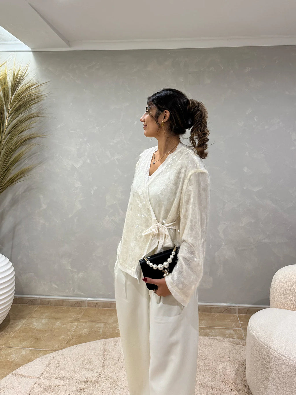 Casaco de Lantejoulas Branco