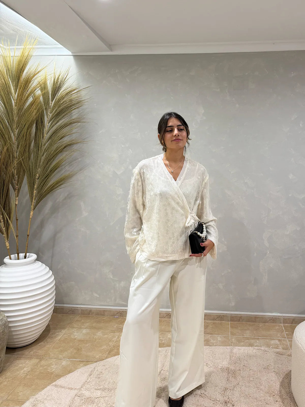 Casaco de Lantejoulas Branco