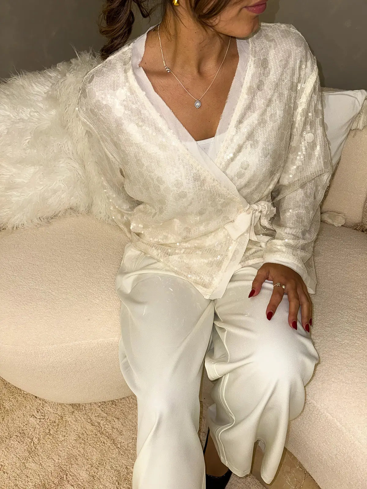 Casaco de Lantejoulas Branco