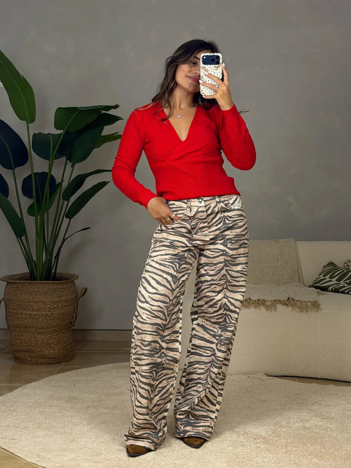 Calças Animal-print Zebra